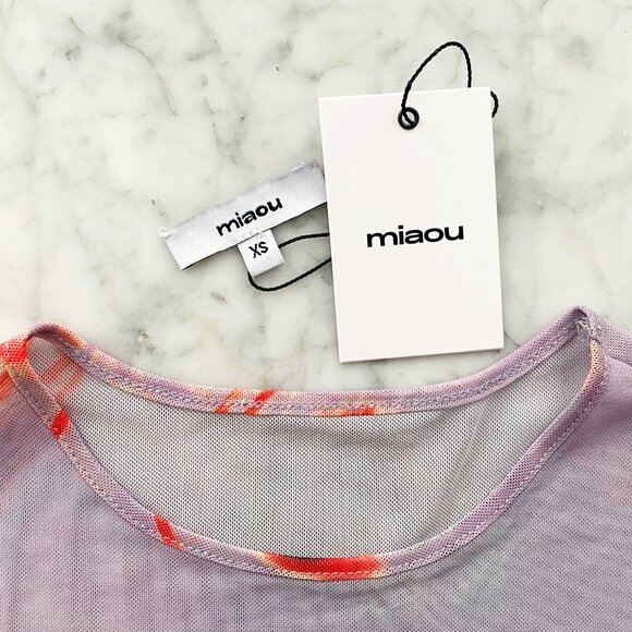 Miaou Power Mesh Long Sleeve Tee in Sunrise size XS - Picture 3 of 7